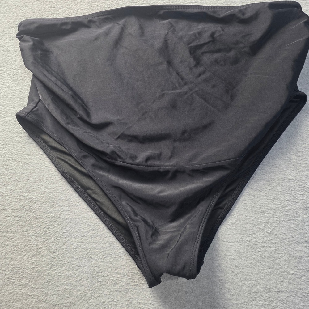 Summer Mae Bikini Bottoms Swimwear Womens XL Black High Waisted Minimalist